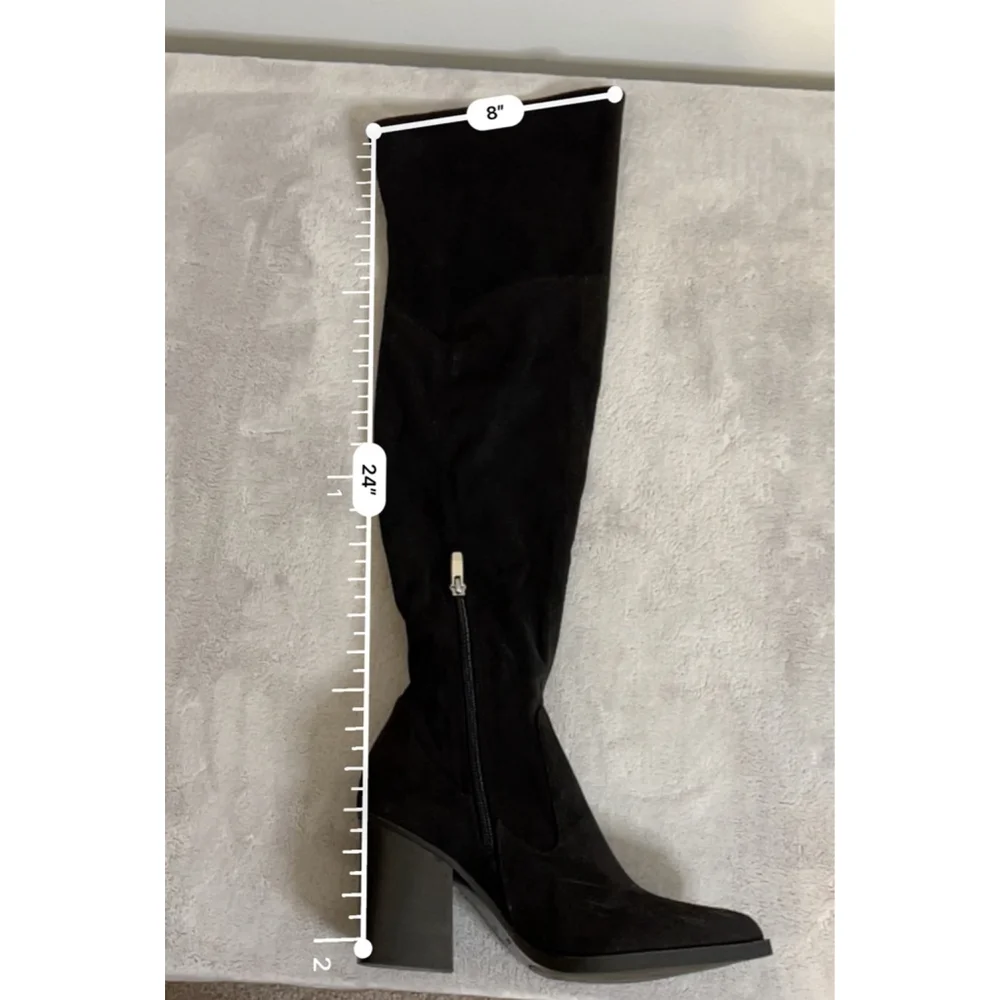 Women's Marc Fisher Black Faux Suede Over the Knee Boots Size 8